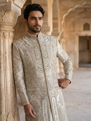 Designer Silk Blend Sherwani Set for Men