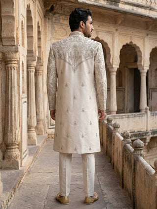Designer Silk Blend Sherwani Set for Men