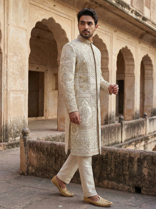Designer Silk Blend Sherwani Set for Men