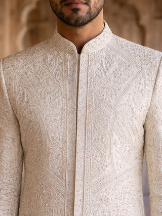 Men Jacquard Silk Blend Sherwani Set