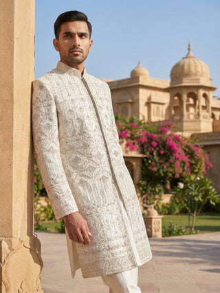 Rajkunwar Ivory Wedding Sherwani Set