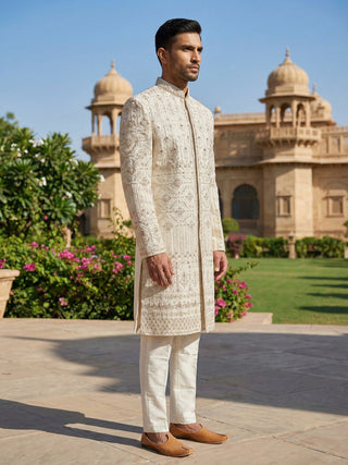 Rajkunwar Ivory Wedding Sherwani Set