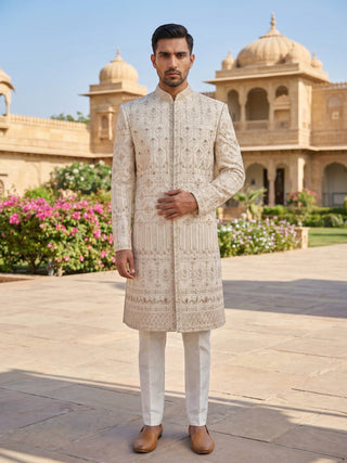 Rajkunwar Ivory Wedding Sherwani Set