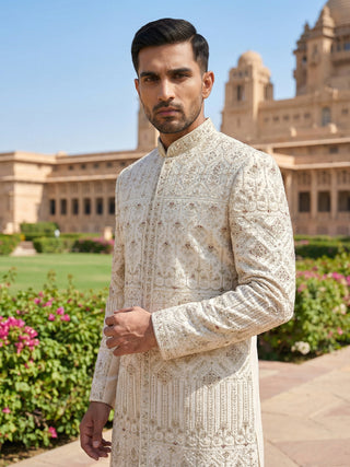 Rajkunwar Ivory Wedding Sherwani Set