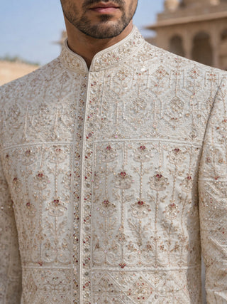 Rajkunwar Ivory Wedding Sherwani Set