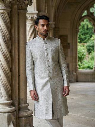Silk Blend Embroidered Royal Sherwani Set