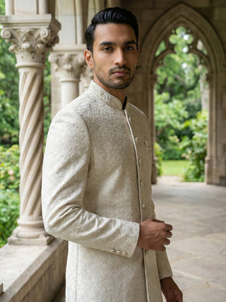 Silk Blend Embroidered Royal Sherwani Set