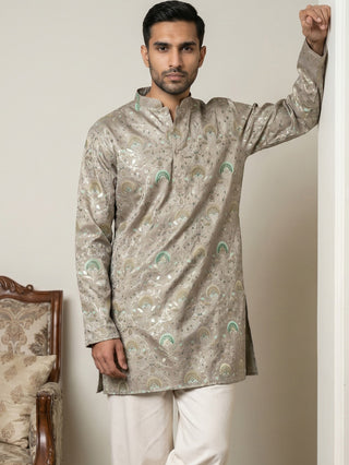 Silk Blend Foil Print Kurta