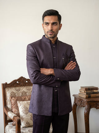 Men's Woven Design Indo-Western Set