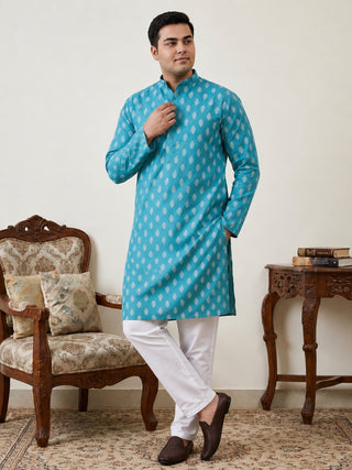 Floral Printed Kurta with Pyjama for Men