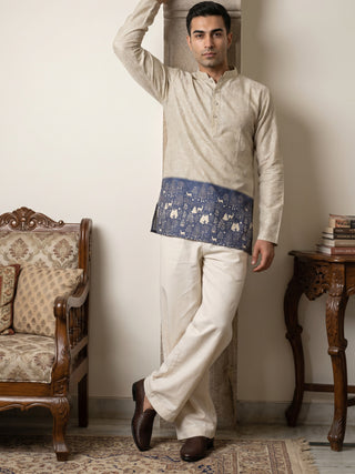 Men's Cotton Blend Printed Kurta with Korean Pants Set
