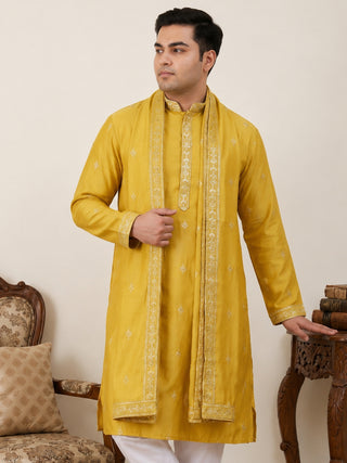 Embroidered & Sequin Kurta With Dupatta