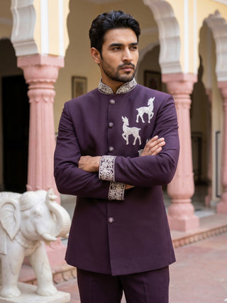 Deer Embroidered Japanese Fabric Indo-Western Set
