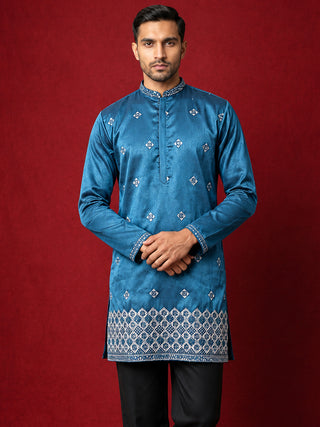 Silk Blend Embroidered Kurta for Men