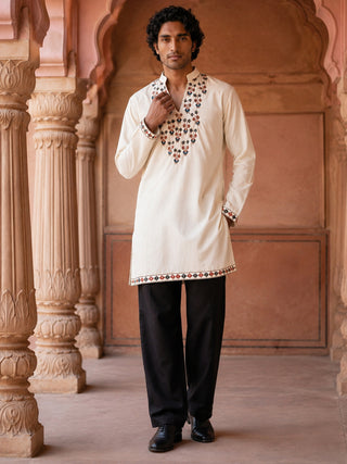 Japanese Fabric Designer Embroidered Kurta With Korean Pants