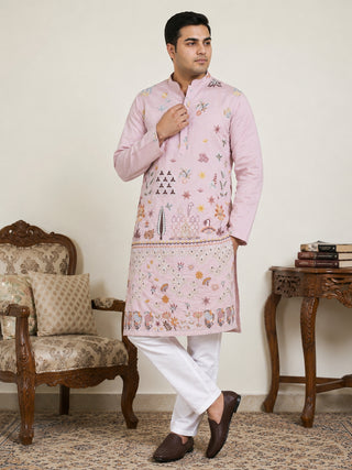 Floral Embroidered and Sequins Kurta Set