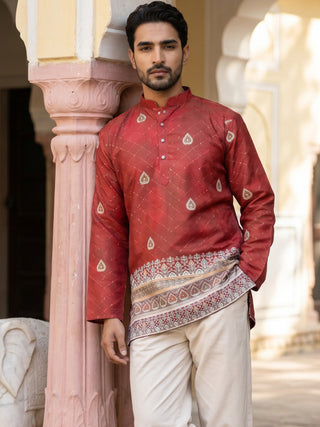 Men's Cotton Blend Printed Kurta