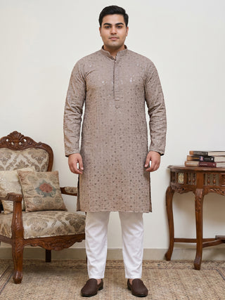Sequin Embroidered Pure Cotton Kurta with Pyjamas
