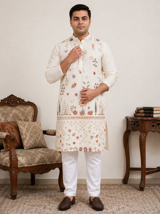 Floral Embroidered and Sequins Kurta Set