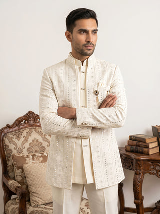 Silk Blend Sequin & Embroidered Indo-Western Set