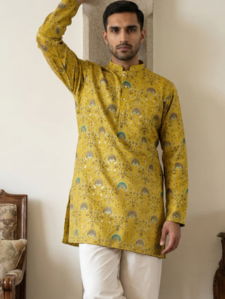 Silk Blend Foil Print Kurta