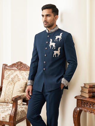 Deer Embroidered Japanese Fabric Indo-Western Set