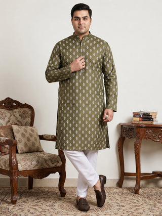 Floral Printed Kurta with Pyjama for Men