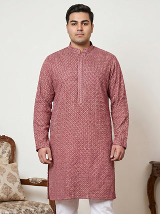 Magenta Embroidered and Sequence Kurta