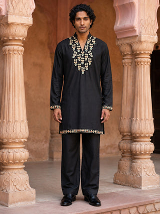 Japanese Fabric Designer Embroidered Kurta With Korean Pants