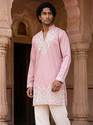 Embroidered Cotton Blend Kurta for Men