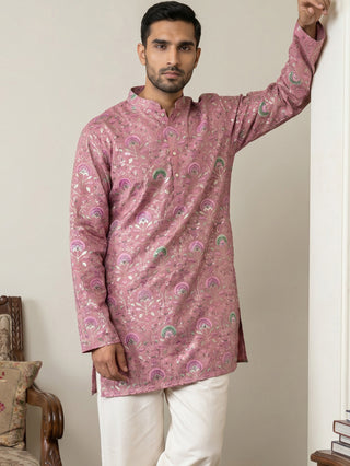 Silk Blend Foil Print Kurta