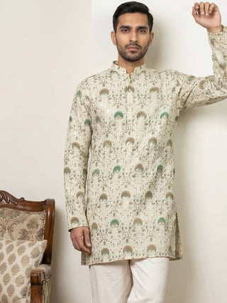 Silk Blend Foil Print Kurta