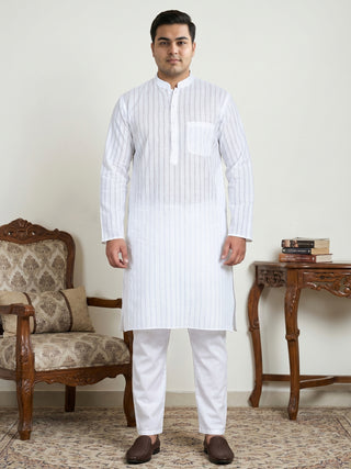 Men's Cotton Striped Kurta Pyjama Set