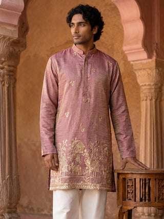Silk Blend Embroidered Kurta for Men