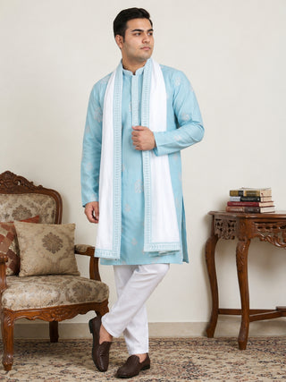 Embroidered & Sequin Kurta Pyjama With Dupatta