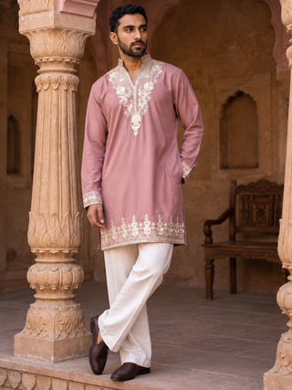 Embroidered Japanese Fabric Kurta with Korean Pants
