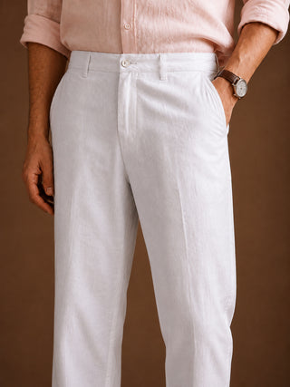 Linen Relaxed-Fit Regular Trousers for Men