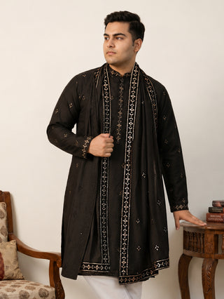 Embroidered & Sequin Kurta With Dupatta