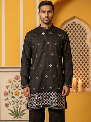 Silk Blend Embroidered Kurta for Men