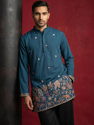 Japanese Fabric Embroidered Kurta with Korean Pants
