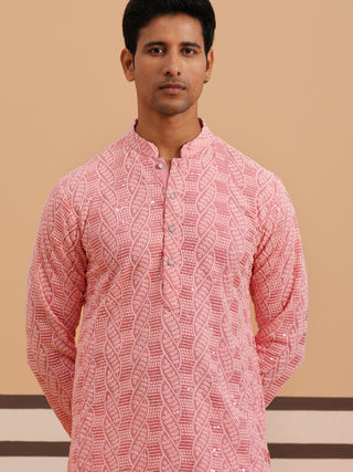 Sequin-Embellished Rayon Embroidered Kurta