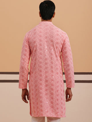 Sequin-Embellished Rayon Embroidered Kurta