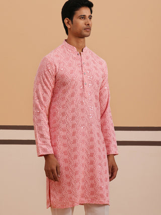 Sequin-Embellished Rayon Embroidered Kurta