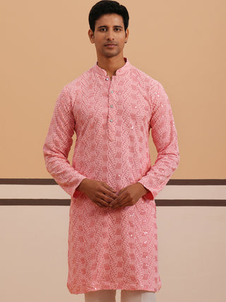 Sequin-Embellished Rayon Embroidered Kurta