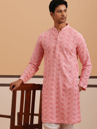 Sequin-Embellished Rayon Embroidered Kurta