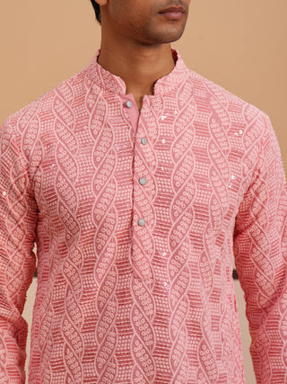 Sequin-Embellished Rayon Embroidered Kurta