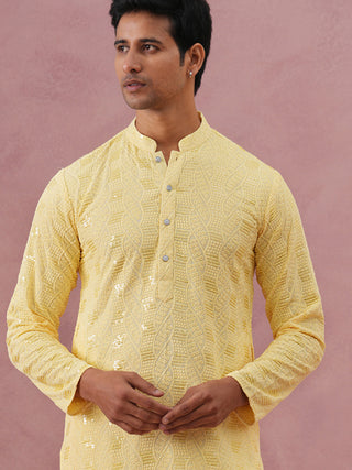 Sequin-Embellished Rayon Embroidered Kurta