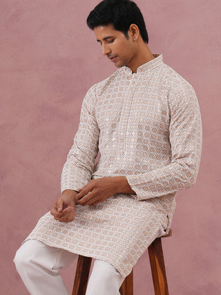 Men’s Rayon Sequin Embroidered Kurta