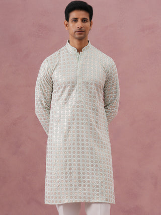 Men’s Rayon Sequin Embroidered Kurta