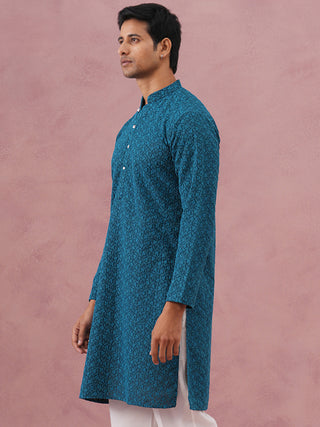 Traditional Cotton Blend Embroidered Kurta